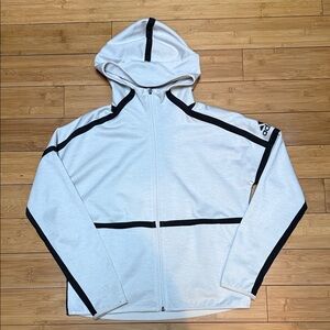 adidas Cream Hoodie with Black Stripe Accents Reversible Jacket